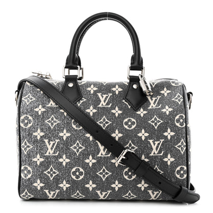 Louis Vuitton Denim Monogram Jacquard Speedy Bandouliere 25 Black 1 of 9