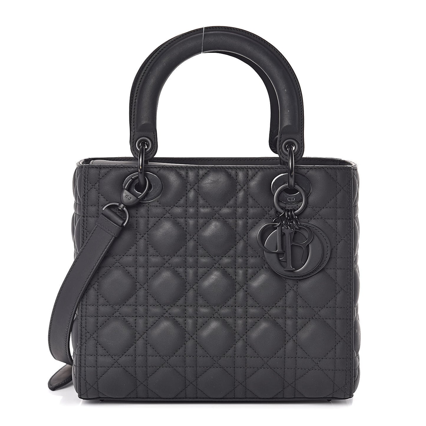 Ultra Matte Calfskin Cannage Medium Lady Dior Black