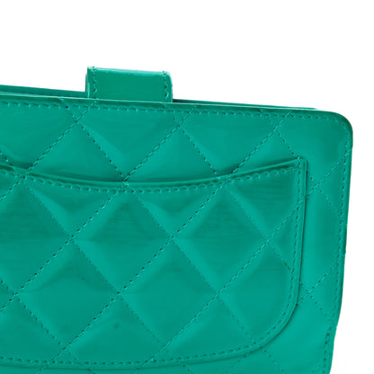 Chanel Patent Quilted Zip Pocket Wallet Turquoise 13 of 26
