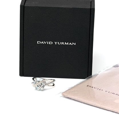 David Yurman Sterling Silver Diamond Blue Topaz 10mm Cable Wrap Ring 54 7 6 of 6