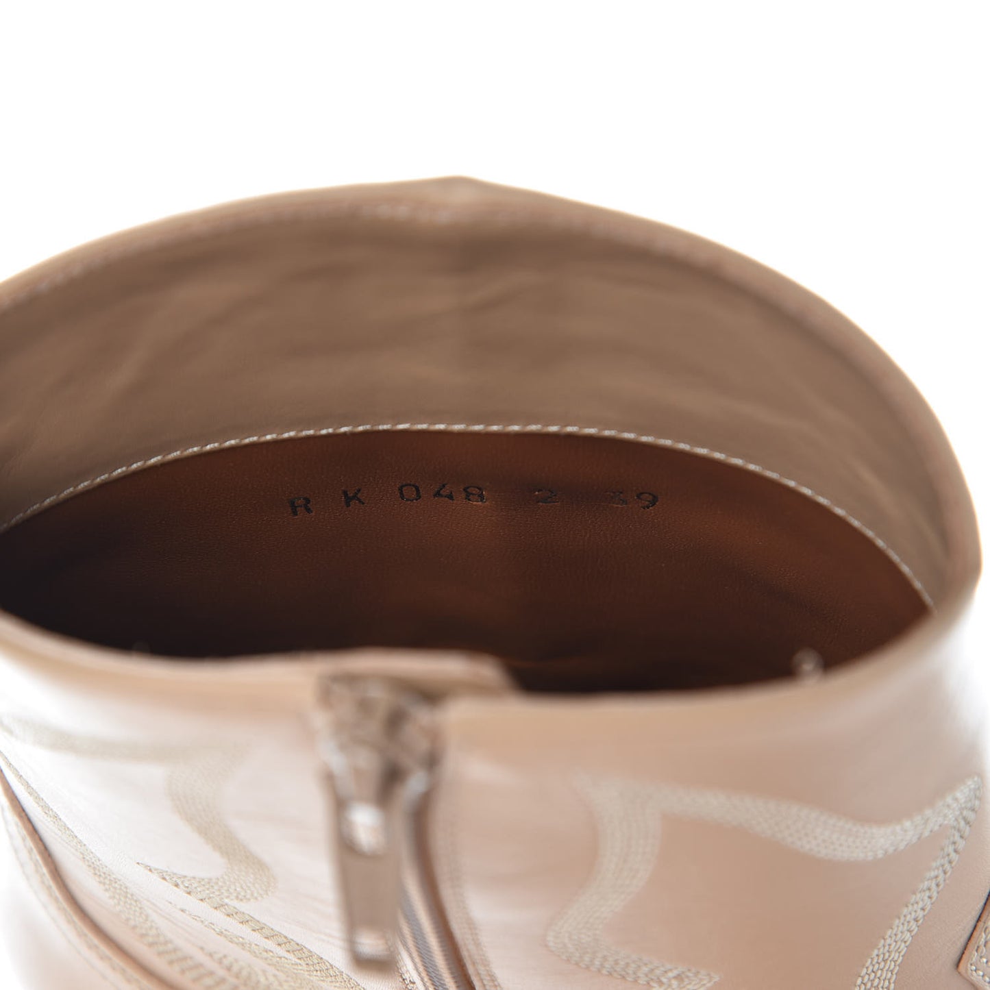 Calfskin Embroidered Texan 50mm Cowboy Ankle Boots 39 Naturale