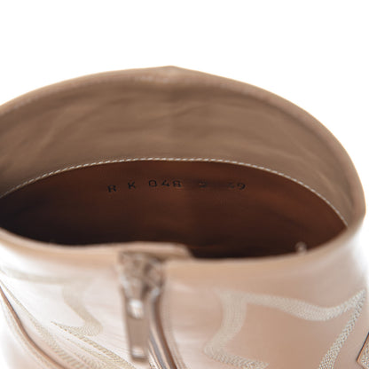 Valentino Garavani Calfskin Embroidered Texan 50mm Cowboy Ankle Boots 39 Naturale 7 of 10