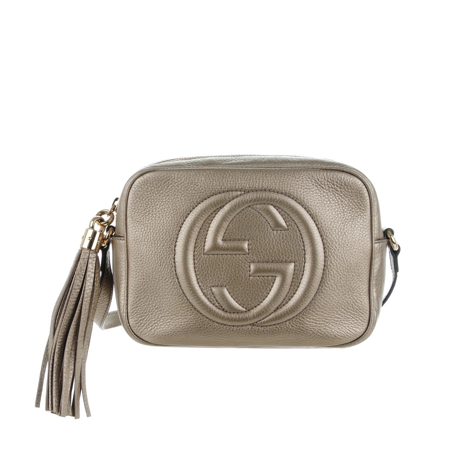 Gucci Metallic Pebbled Calfskin Small Soho Disco Bag Golden Beige 1 of 7