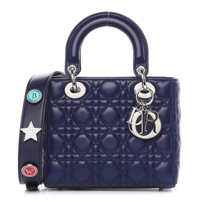 Christian Dior Lambskin Cannage Small Lucky Badges My Lady Dior Navy 1 of 15