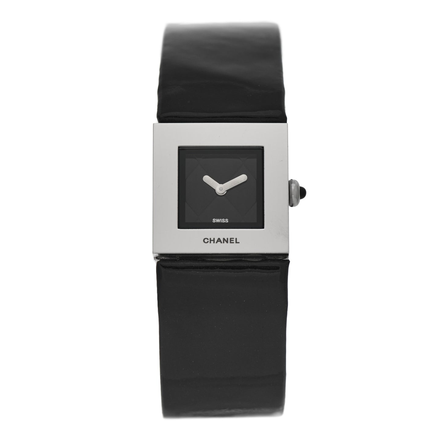Stainless Steel Patent 19mm Matelasse Quartz Watch Black