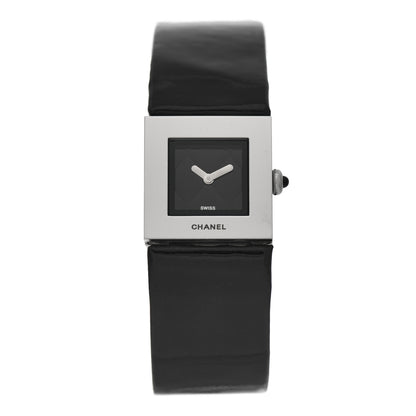 Chanel Stainless Steel Patent 19mm Matelasse Quartz Watch Black 1 of 6