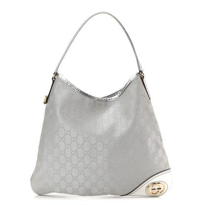 Gucci Metallic Monogram Medium New Britt Hobo Silver 1 of 9
