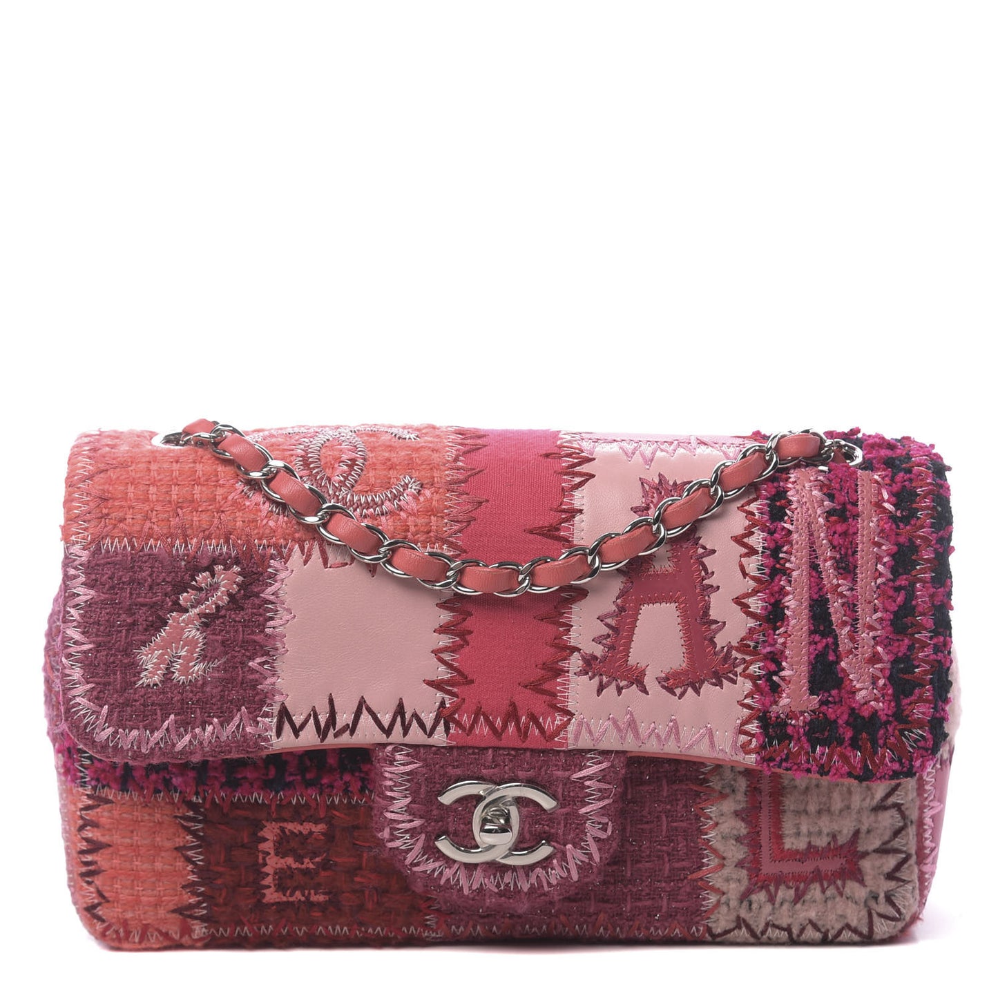 Lambskin Tweed Patchwork Medium Single Flap Multicolor