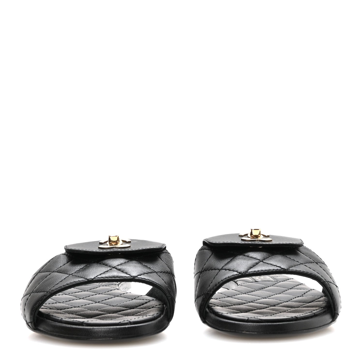Chanel Lambskin Quilted CC Turnlock Sandals 36 Black 3 of 9