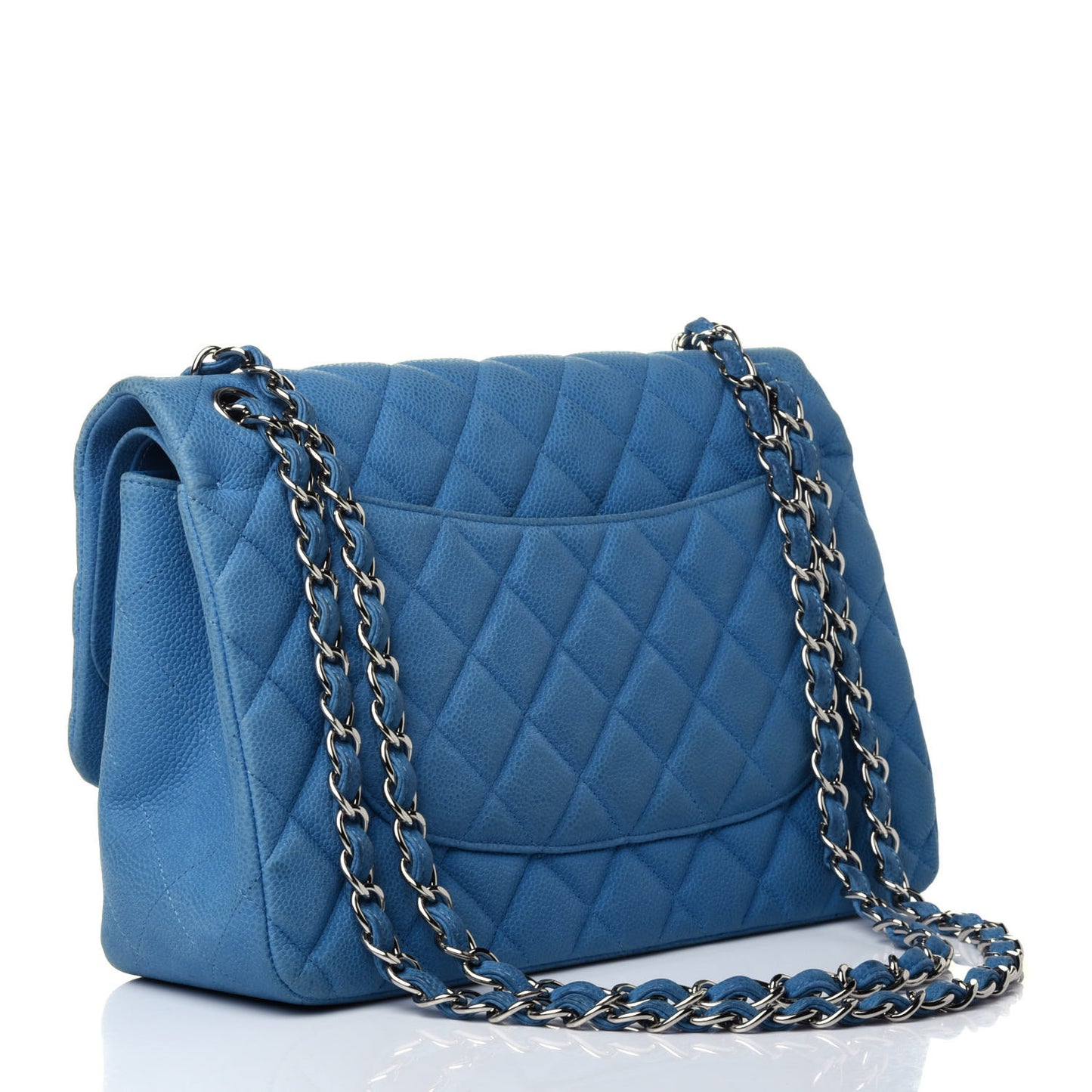 Caviar Quilted Jumbo Double Flap Blue
