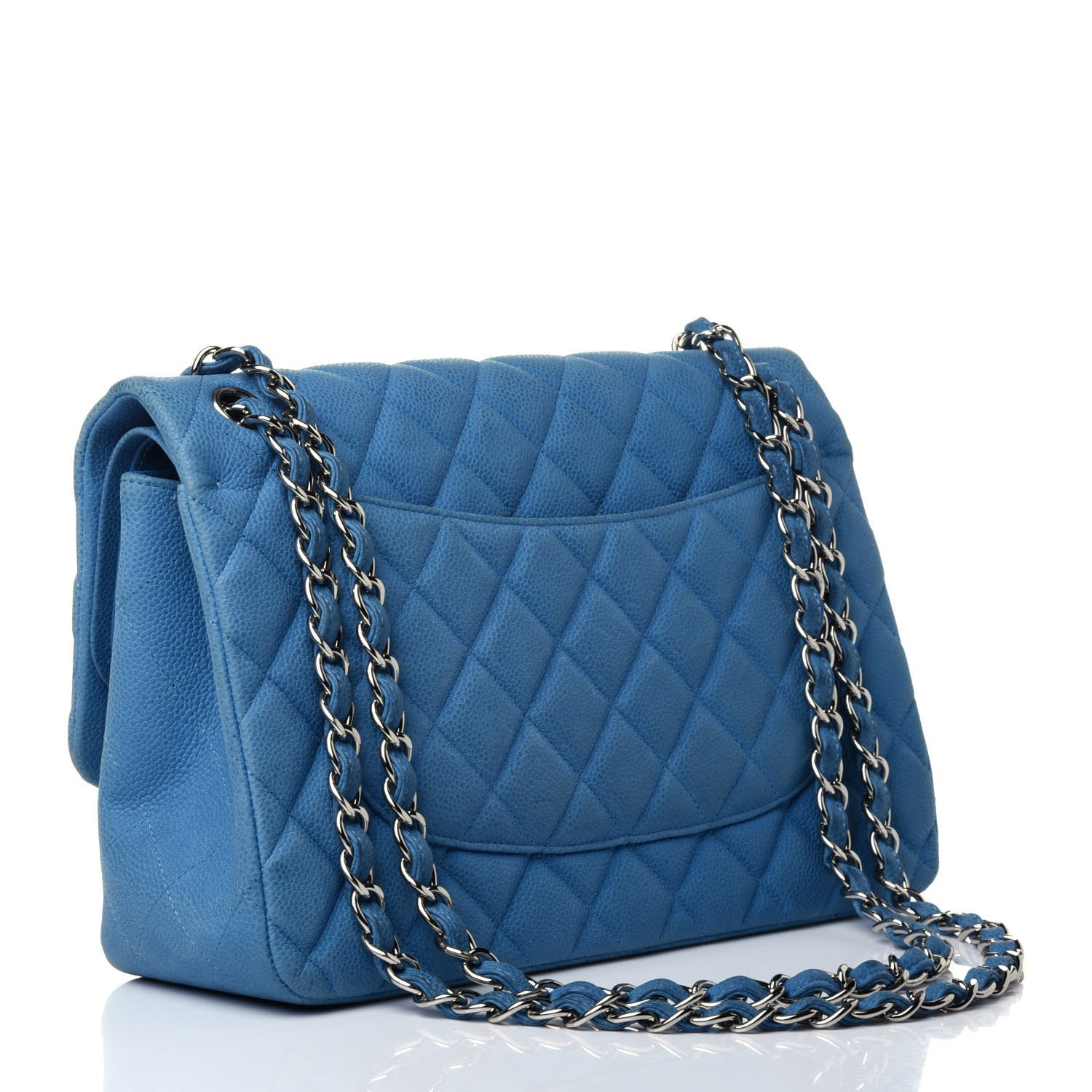 Chanel Caviar Quilted Jumbo Double Flap Blue 2 of 5