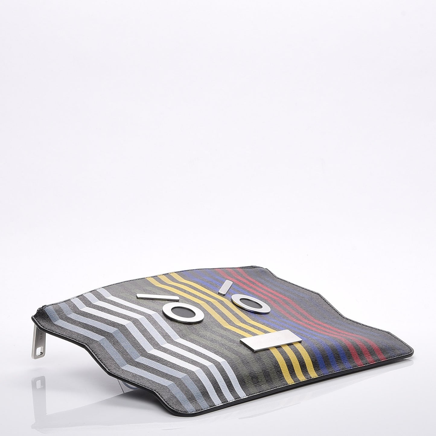 Vitello Elite Chevron No Words Faces Pouch Multicolor Black
