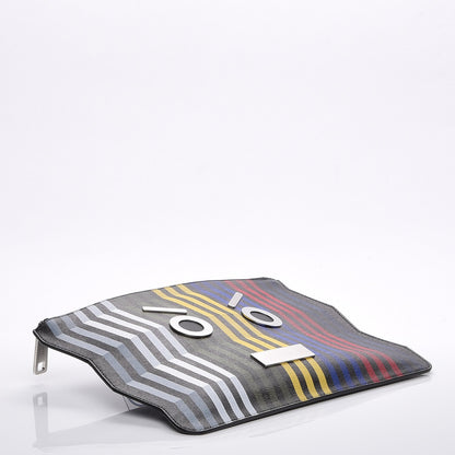 Fendi Vitello Elite Chevron No Words Faces Pouch Multicolor Black 4 of 8