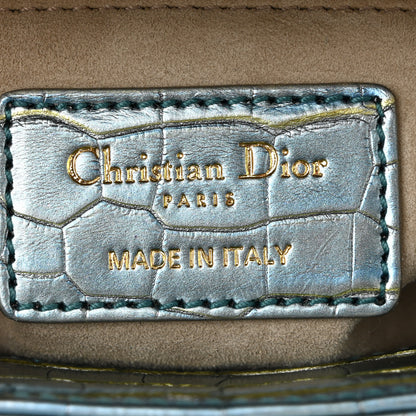 Christian Dior Metallic Alligator Mini Lady Dior Metal Blue 6 of 10