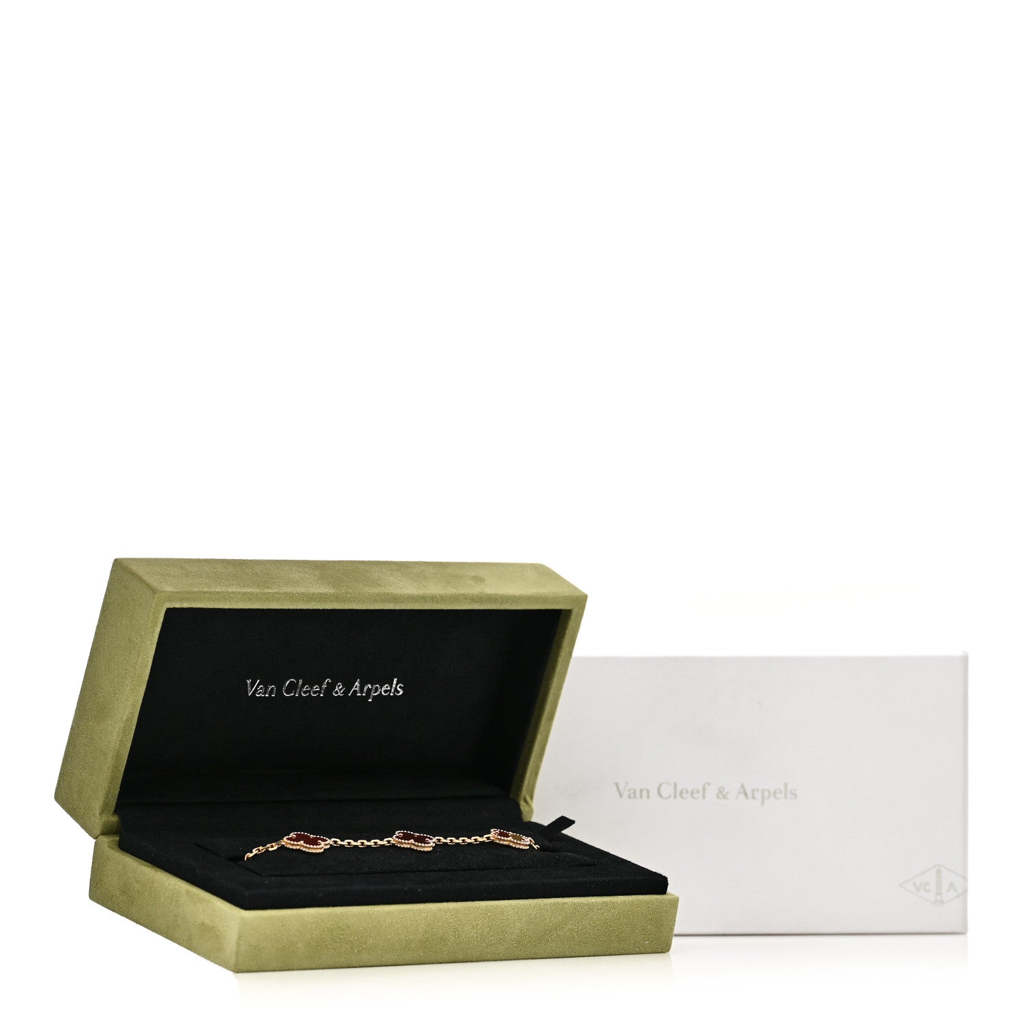 Van Cleef & Arpels 18K Yellow Gold Carnelian 5 Motifs Vintage Alhambra Bracelet 5 of 5