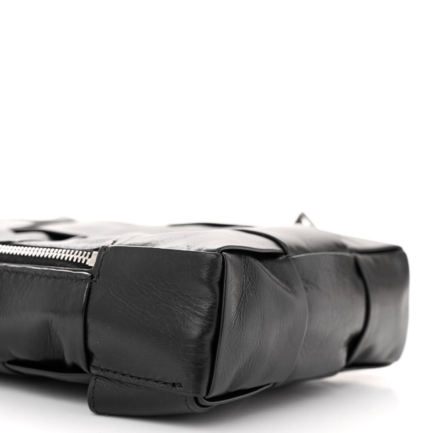 Paper Calfskin Intreccio Mini Cassette Sling Bag Black