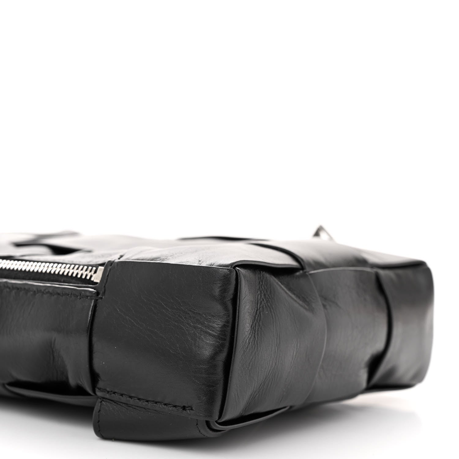 Bottega Veneta Paper Calfskin Intreccio Mini Cassette Sling Bag Black 9 of 11