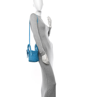 Balenciaga Recycled Nylon Faux Calfskin XXS Bistro Basket Turquoise Blue 3 of 10