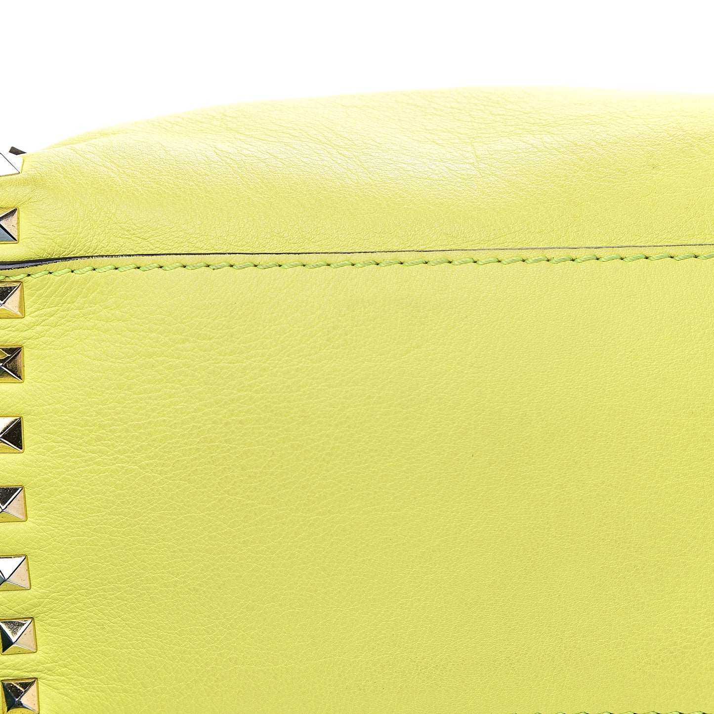 Vitello Rockstud Double Handle Tote Yellow Fluo