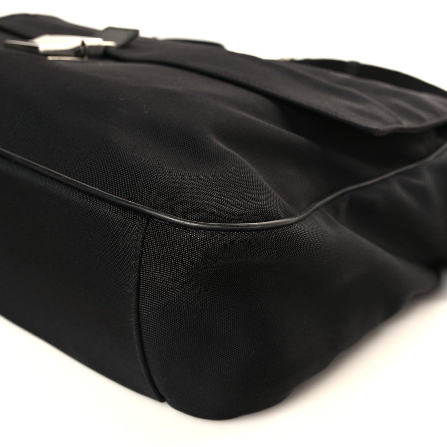 Nylon Flap Messenger Bag Black