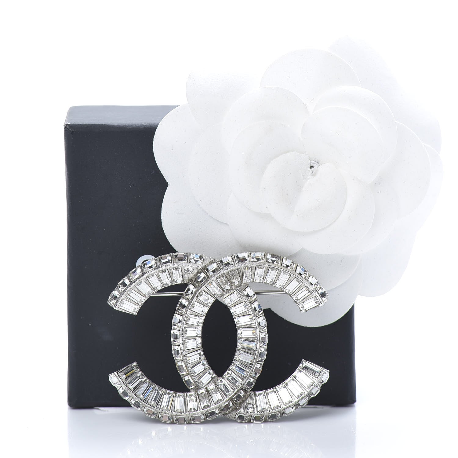 Chanel Baguette Crystal CC Brooch Silver 5 of 5