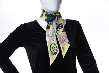 Christian Dior Silk ABCDior R Mitzah Scarf Yellow 2 of 5