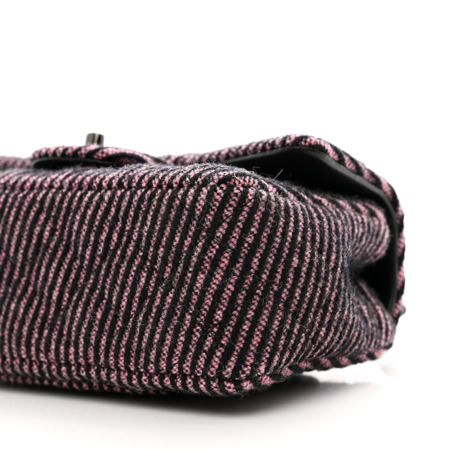 Wool Tweed Quilted Mini Rectangular Flap Pink Black