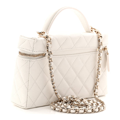 Chanel Caviar Quilted Top Handle Slim Vanity With Chain White 3 of 11
