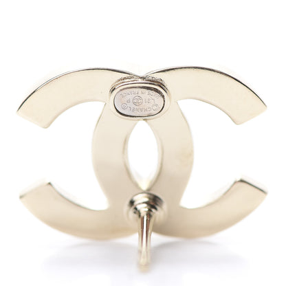 Chanel Crystal Metal CC Paris Button Stud Earrings Gold 4 of 5