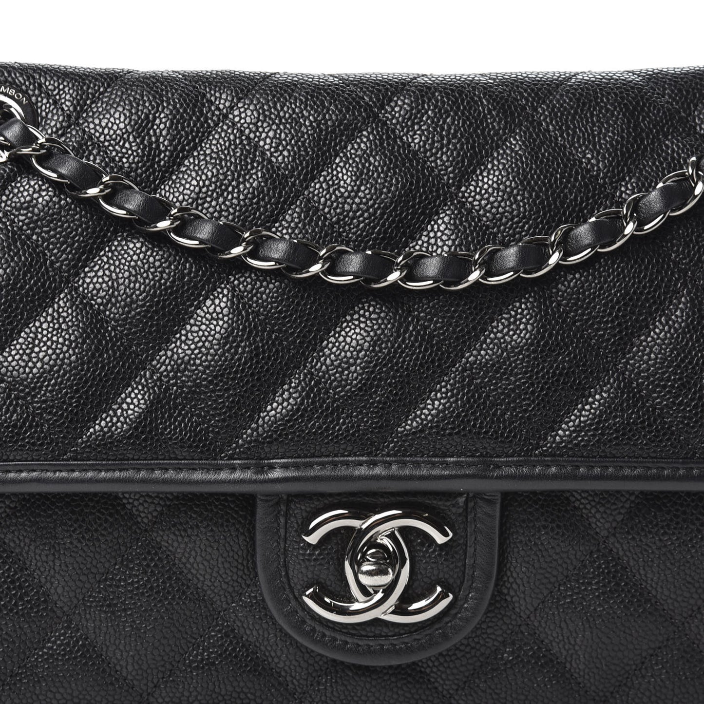 Caviar Quilted Medium French Riviera Flap Black