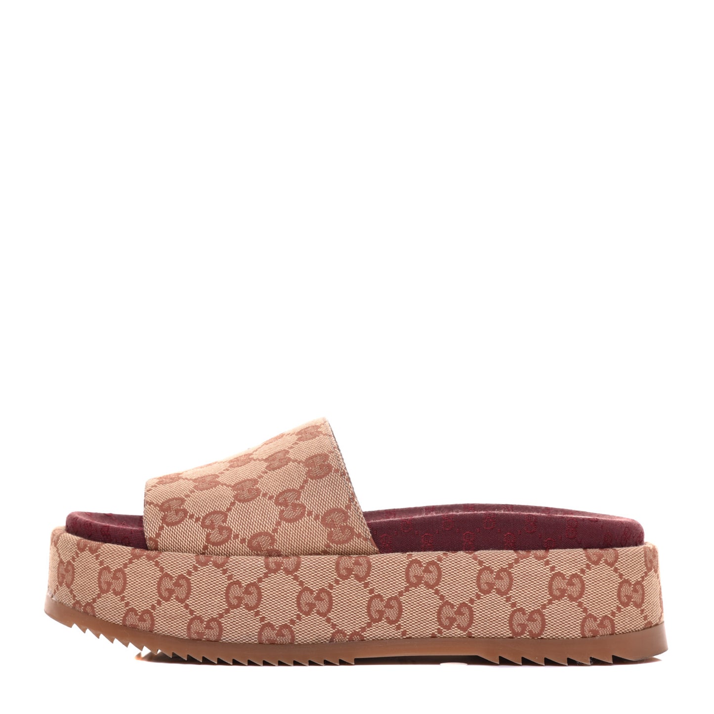 Canvas GG Monogram Angelina Platform Slide Sandals 38.5 Beige Ruggine