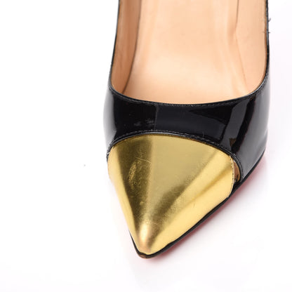 Christian Louboutin Patent Metallic Calfskin Duvette Cutout 120 Pumps 36.5 Black Gold 14 of 22