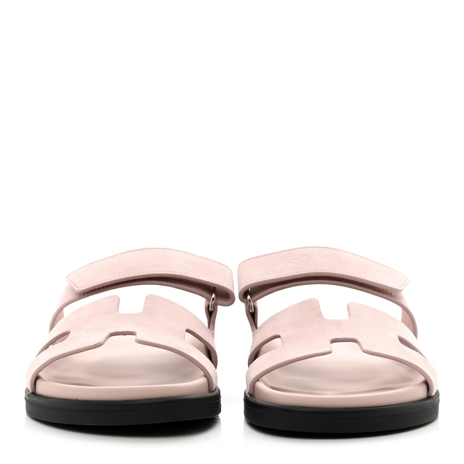 Hermes Suede Goatskin Womens Chypre Sandals 36.5 Rose Porcelaine 2 of 9