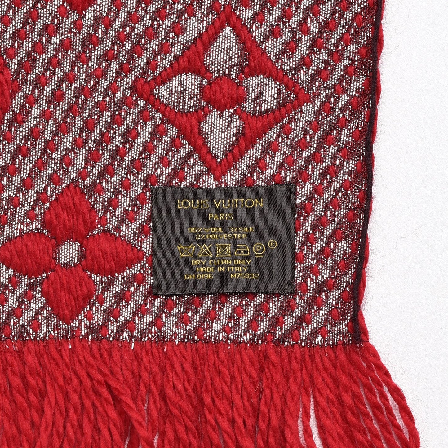 Wool Silk Logomania Shine Scarf Rubis