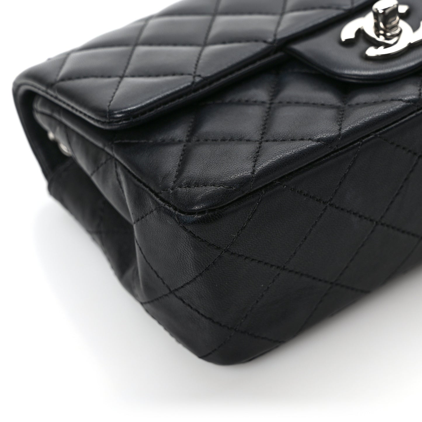 Lambskin Quilted Mini Rectangular Flap Black