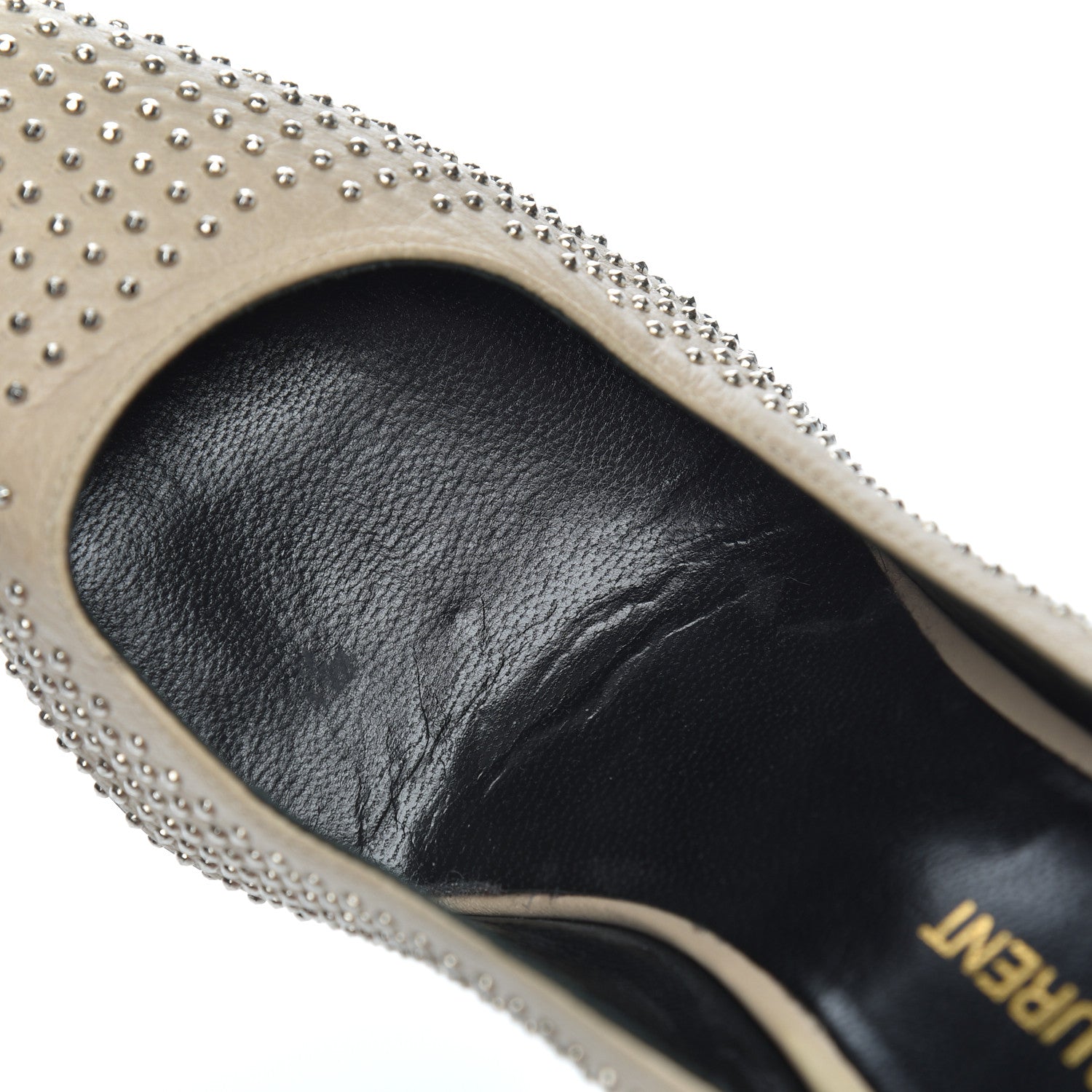 Saint Laurent Calfskin Micro Stud Paris 105 Pumps 36.5 Beige 10 of 14