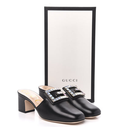 Gucci Malaga Kid Crystal Square G Madelyn Mules 37 Black 11 of 11