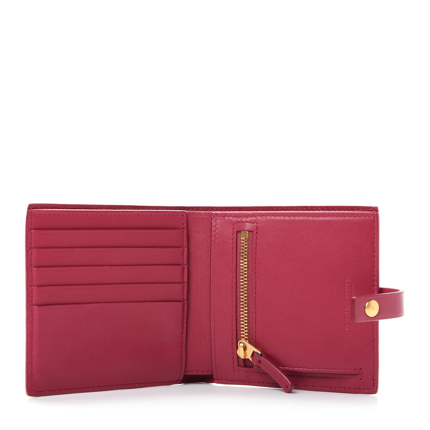 Bottega Veneta Glossy Woven Calfskin Wallet Amaranto 5 of 7