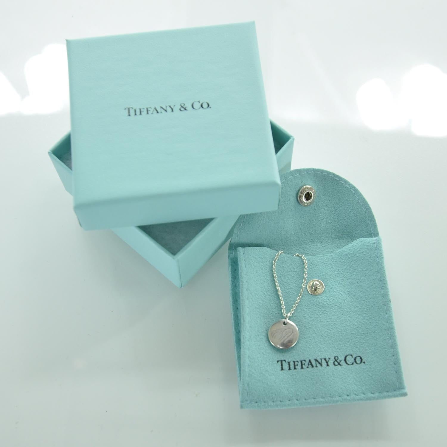 Tiffany Sterling Silver Letter A Round Pendant Necklace 3 of 3