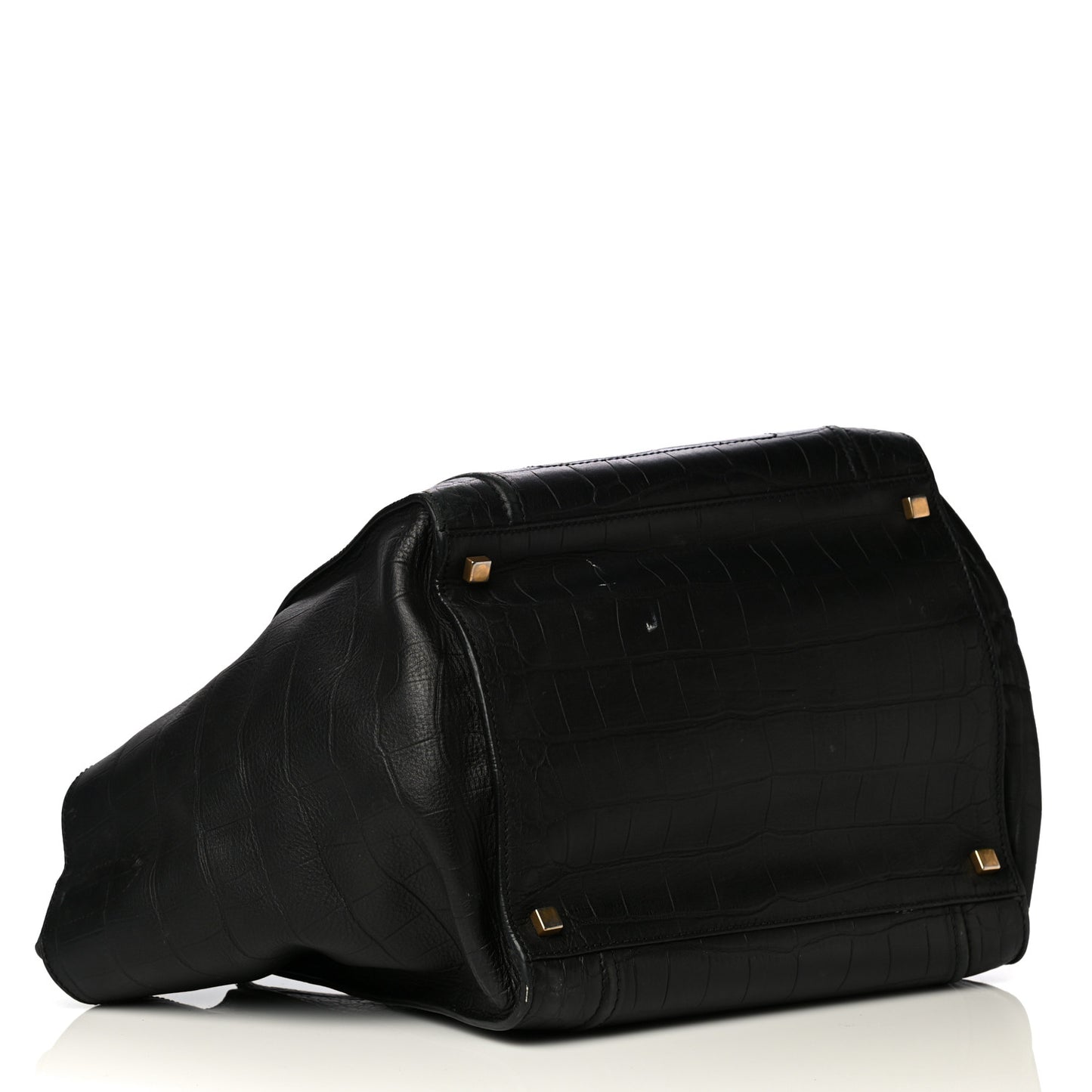 Crocodile Embossed Calfskin Medium Phantom Luggage Black