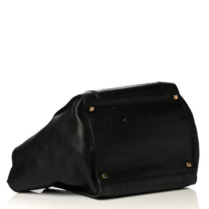 Celine Crocodile Embossed Calfskin Medium Phantom Luggage Black 5 of 9