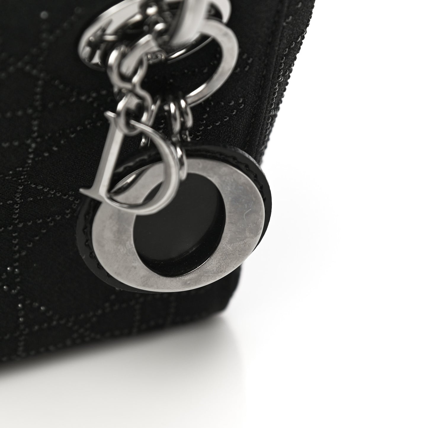 Canvas Studded Cannage Mini Lady Dior Black