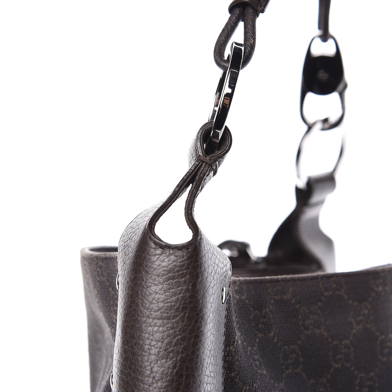 Gucci Monogram Calfskin Horsebit Classic Ring Hobo Dark Brown 13 of 22