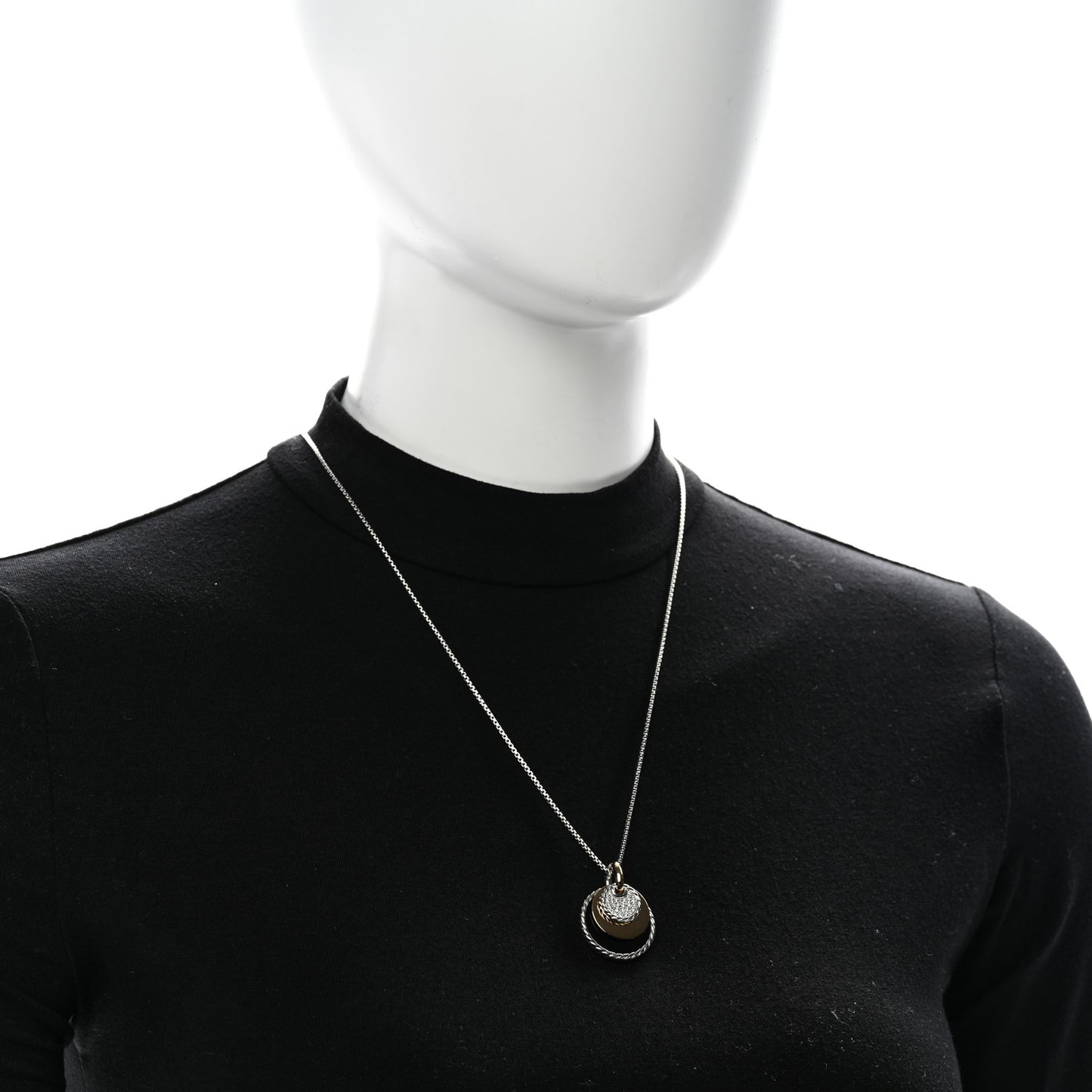Sterling Silver 18K Yellow Gold Diamond Black Onyx Mother of Pearl DY Elements Convertible Pendant Necklace