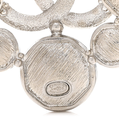 Chanel Crystal Large CC Quilted Logo Brooch Silver 3 of 3