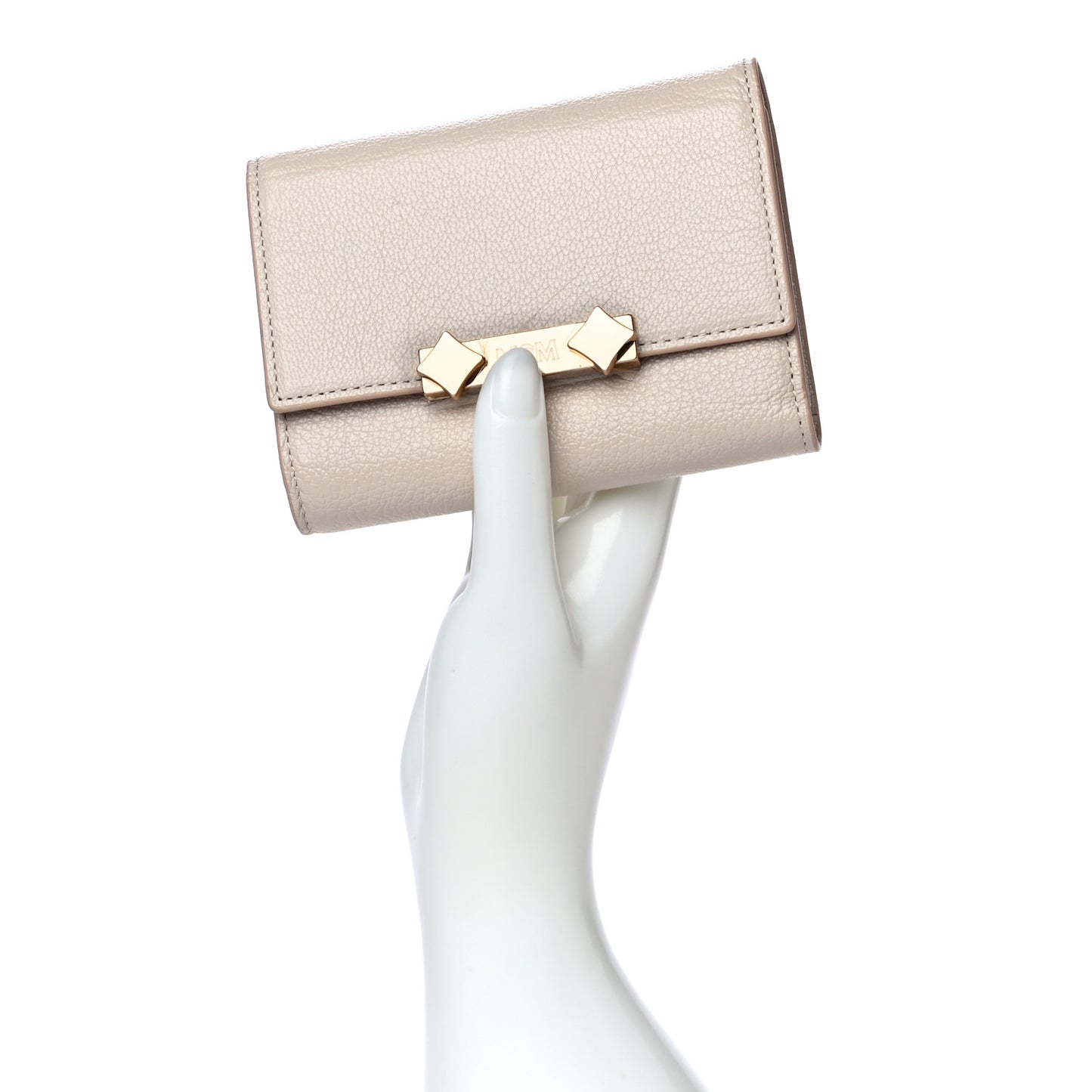 Goatskin Milano Tri-Fold Wallet Beige