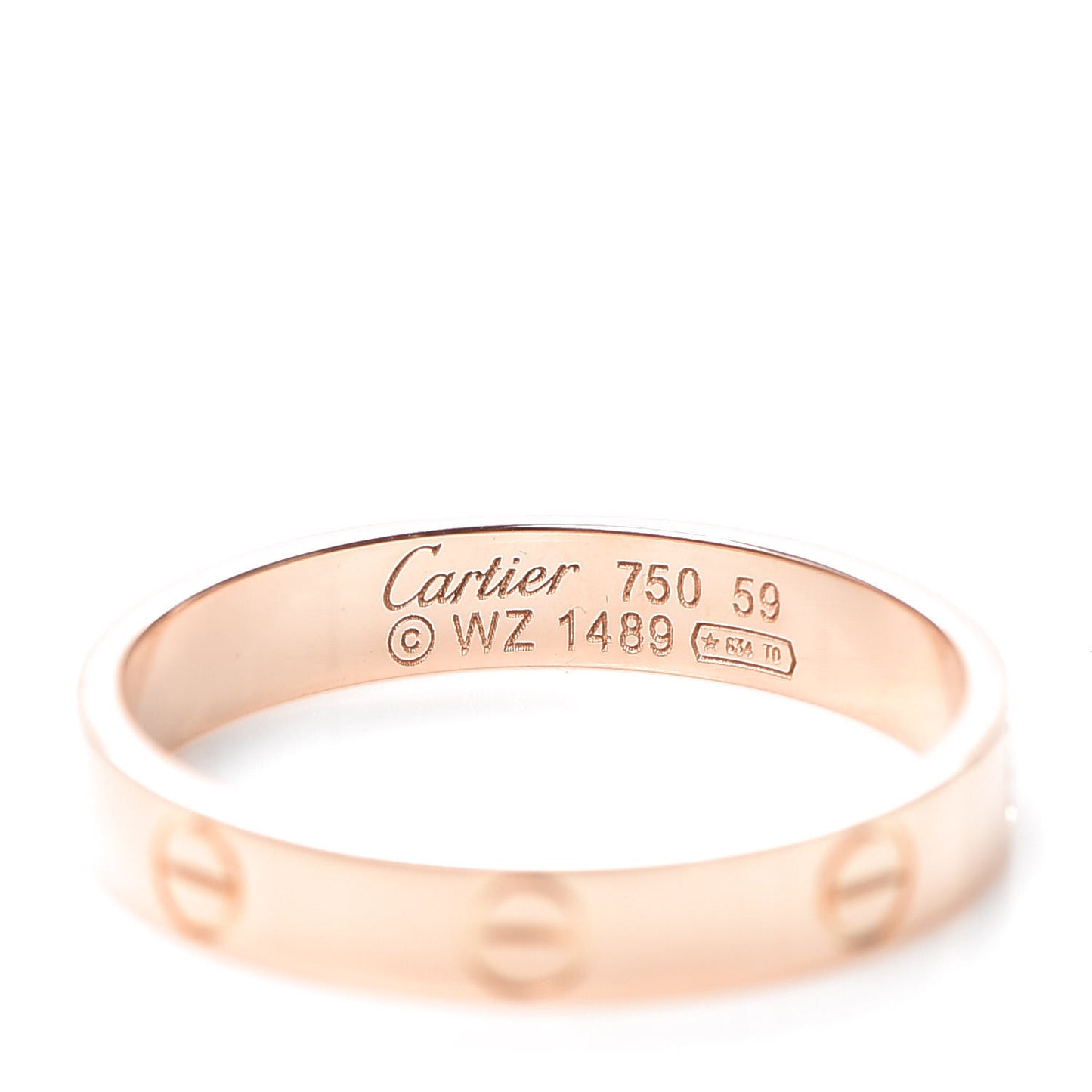 18K Pink Gold 3.5mm LOVE Wedding Band Ring 59 8.75