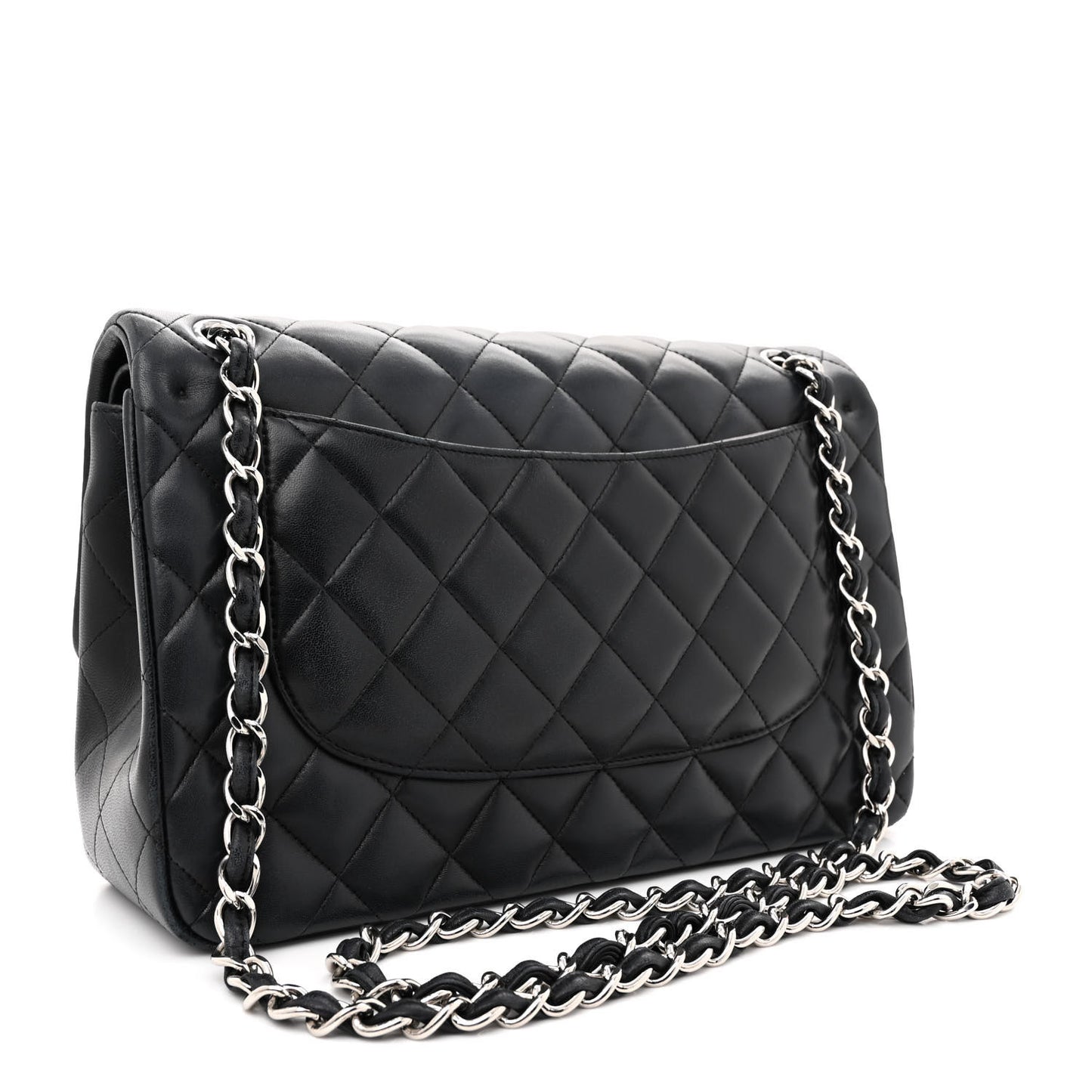 Lambskin Quilted Jumbo Double Flap Black