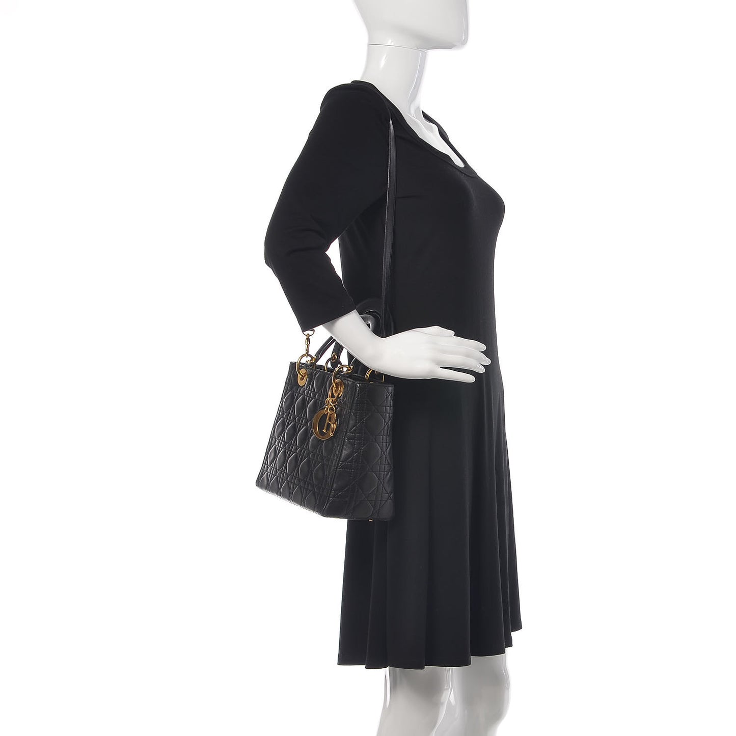 Lambskin Cannage Medium Lady Dior Black