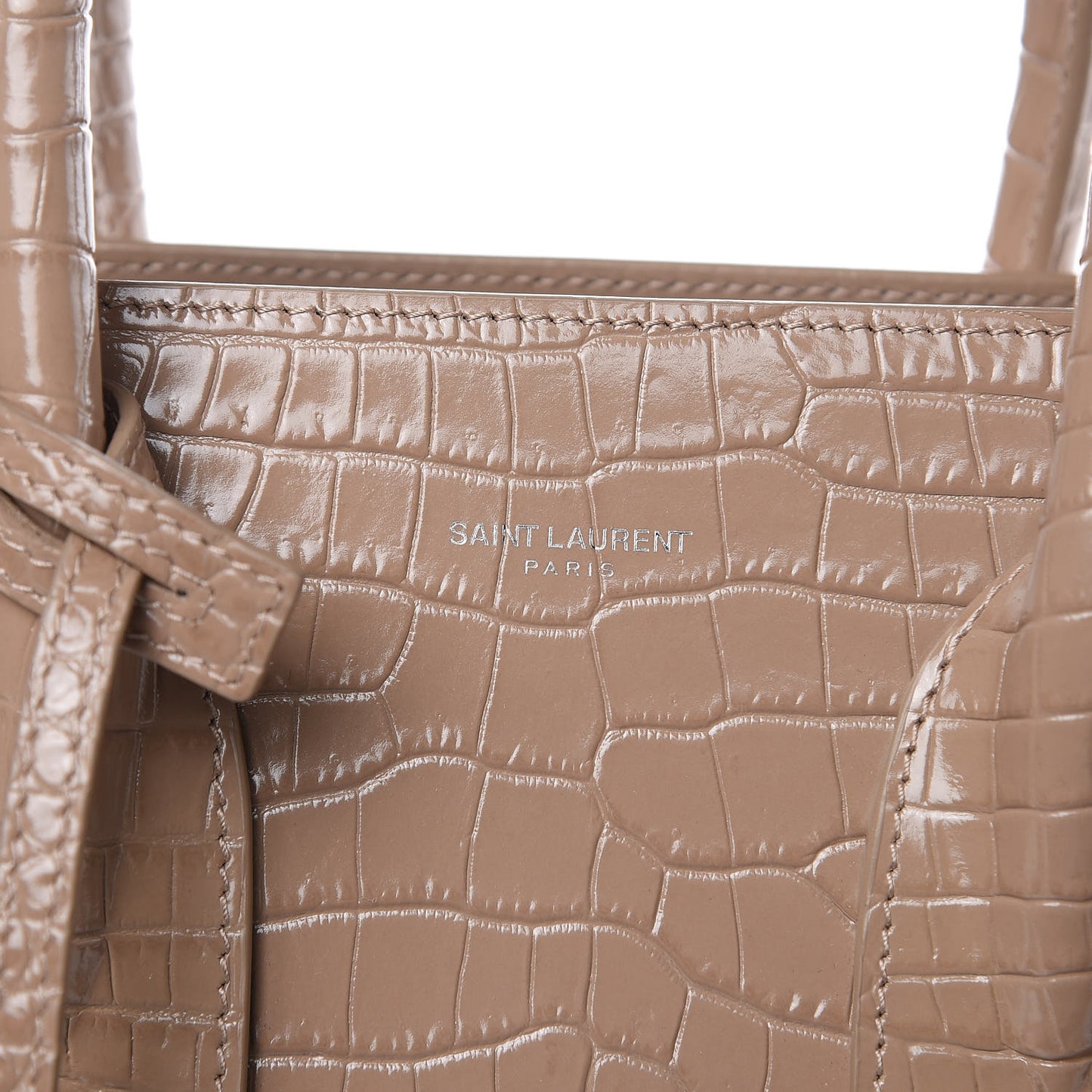 Calfskin Crocodile Embossed Small Sac de Jour Brown